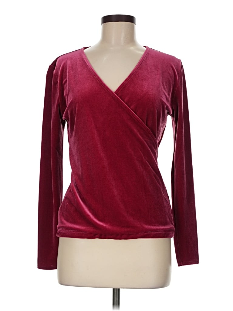 Pre-owned J.crew Mercantile Long Sleeve Top Burgundy V-neck Tops