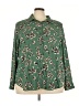 Torrid 100% Polyester Floral Green Long Sleeve Blouse Size 3X Plus (3) - photo 1
