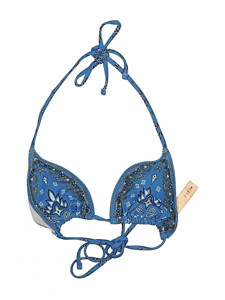 Pre-owned Shein Swimsuit Top Blue Paisley Pattern Swimwear