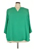 Chaus 100% Polyester Green 3/4 Sleeve Blouse Size 3X - photo 1