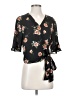 Lush 100% Polyester Floral Black Short Sleeve Blouse Size S - photo 1