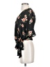 Lush 100% Polyester Floral Black Short Sleeve Blouse Size S - photo 5