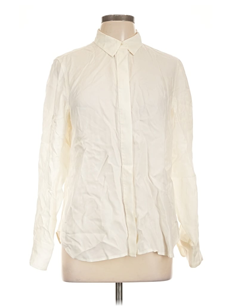 Pre-owned Jcrew Long Sleeve Button Down Shirt In Ivory