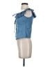 Lulus 100% Cotton Blue Sleeveless Blouse Size S - photo 5