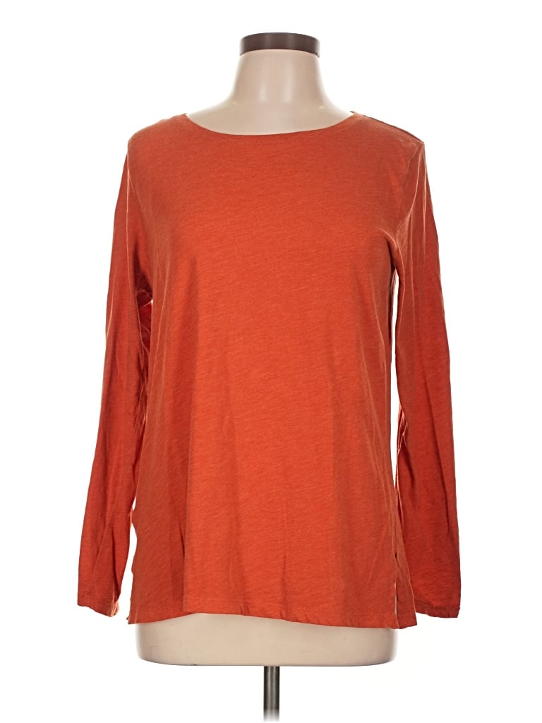 Pre-owned Eddie Bauer 3/4 Sleeve T-shirt In Orange