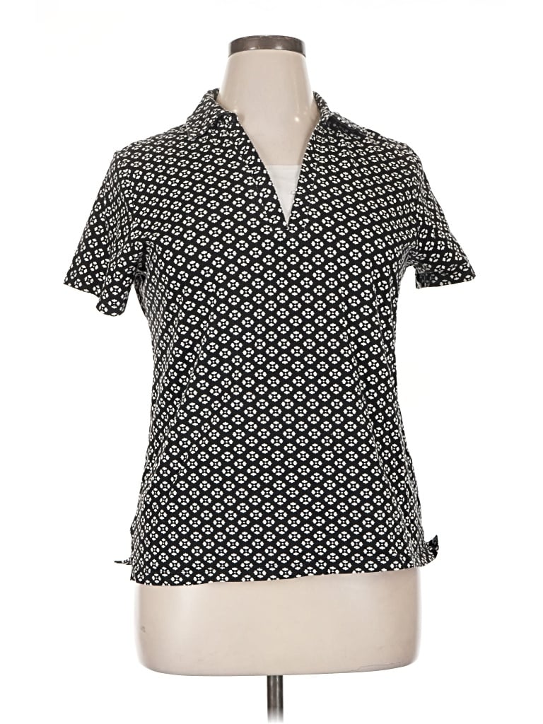 Pre-owned Laura Scott Short Sleeve Blouse In Black