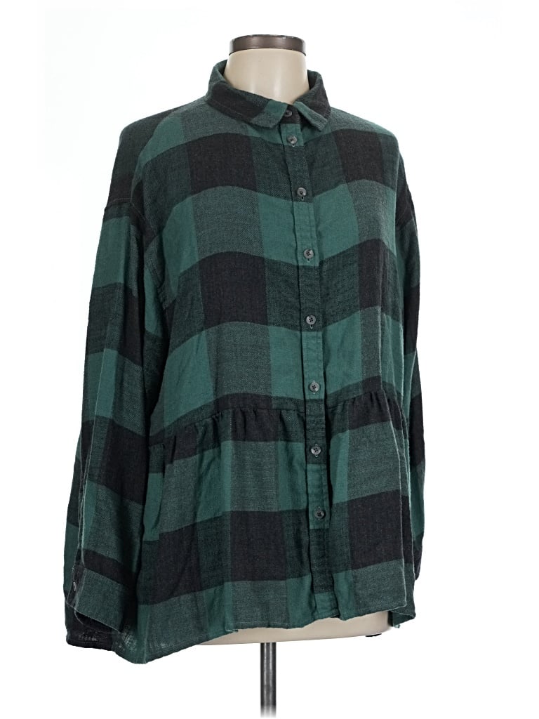 Pre-owned American Eagle Outfitters Long Sleeve Blouse In Green