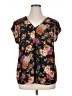 DR2 100% Polyester Floral Black Short Sleeve Blouse Size XL - photo 1