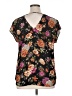 DR2 100% Polyester Floral Black Short Sleeve Blouse Size XL - photo 2
