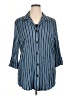 Maggie Barnes Stripes Blue 3/4 Sleeve Button-Down Shirt Size 14 (estimated) - photo 1
