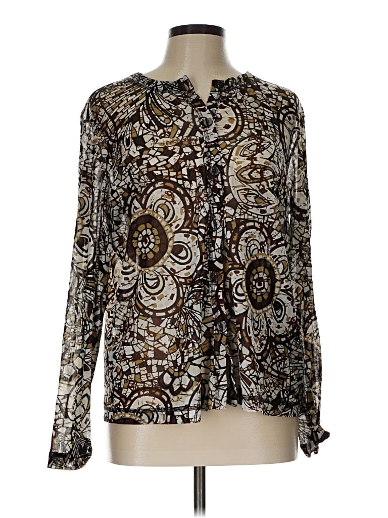 Pre-owned Laura Ashley Long Sleeve Blouse In Brown