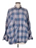Rivet & Thread Plaid Blue 3/4 Sleeve Button-Down Shirt Size M - photo 1