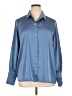 Halogen 100% Polyester Metallic Blue Long Sleeve Blouse Size XL - photo 1