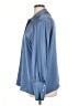 Halogen 100% Polyester Metallic Blue Long Sleeve Blouse Size XL - photo 5