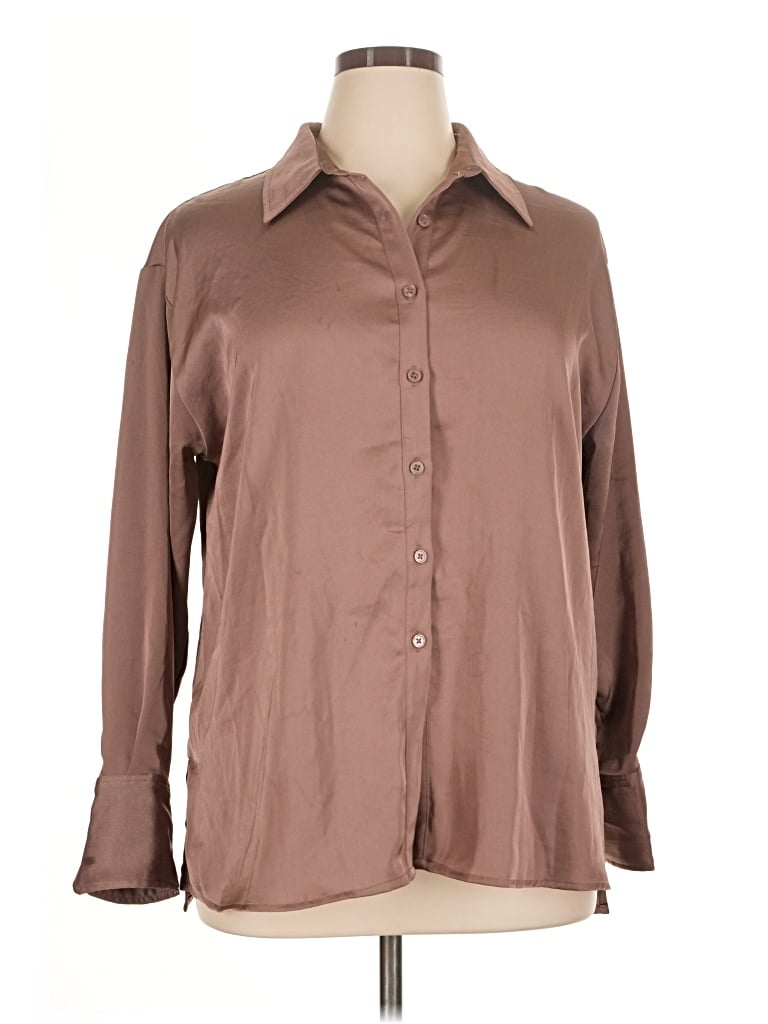 Pre-owned A New Day Long Sleeve Blouse In Brown