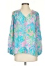 Lilly Pulitzer 100% Silk Blue 3/4 Sleeve Silk Top Size S - photo 1
