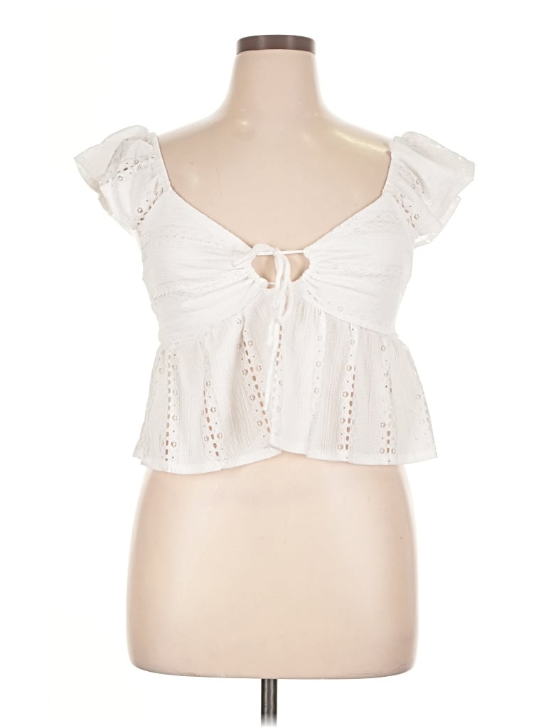 Pre-owned Kirious Short Sleeve Top White Sweetheart Neckline Tops