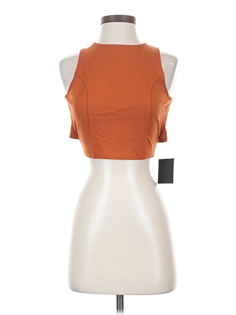 Lulus Sleeveless Top Orange Halter Neckline Tops