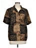 Briggs 100% Polyester Animal Print Brown Short Sleeve Blouse Size L - photo 1