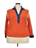 Unbranded 100% Polyester Color Block Orange 3/4 Sleeve Blouse Size 3X - photo 1