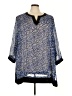 Ulla Popken 100% Polyester Blue 3/4 Sleeve Blouse Size 28 - 30 - photo 1