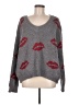 Pol 100% Polyester Hearts Gray Pullover Sweater Size M - photo 1
