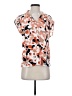 Bar III 100% Polyester Print Orange Short Sleeve Blouse Size S - photo 1
