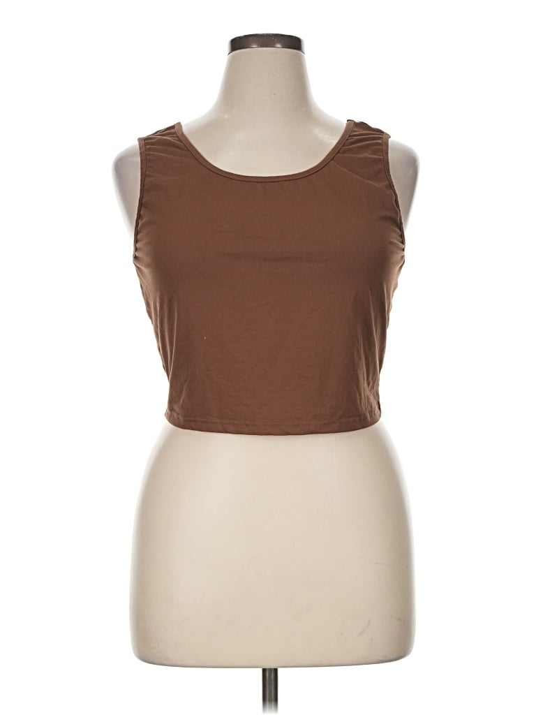 Pre-owned Shein Curve Sleeveless T-shirt In Brown