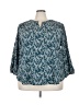 Monday Fun 100% Polyester Teal 3/4 Sleeve Blouse Size 3X - photo 1