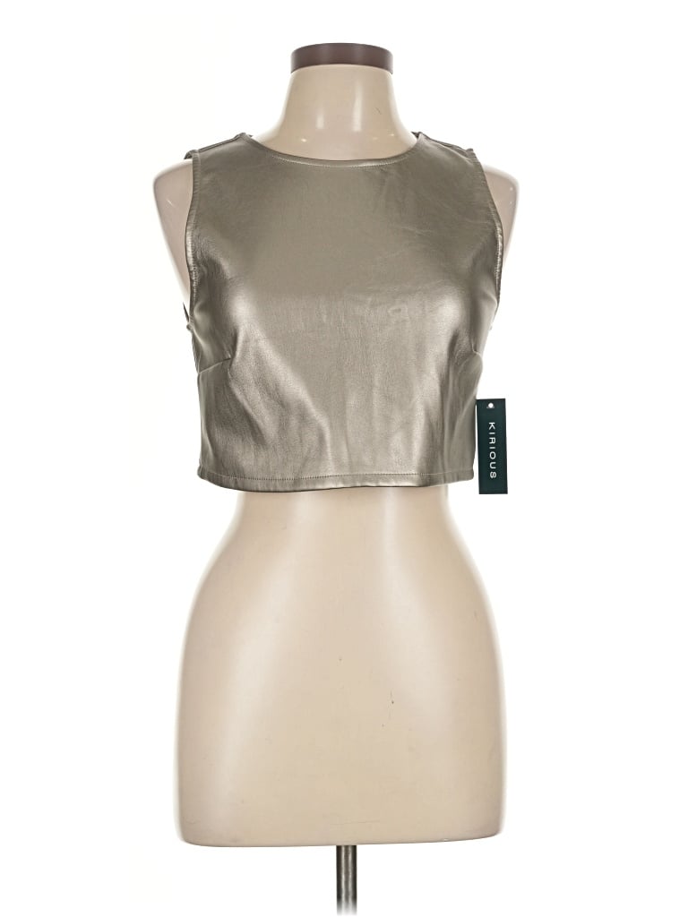 Kirious Tank Top Silver Halter Neckline Tops In Gray