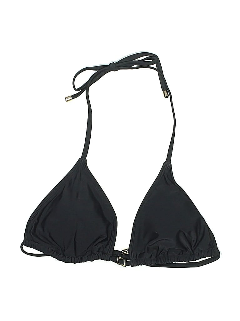 Pre-owned Cupshe Swimsuit Top Black Solid Pattern Swimwear
