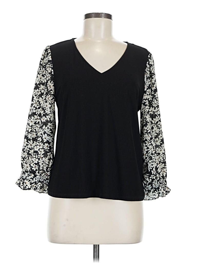 Pre-owned Cece 3/4 Sleeve Blouse In Black