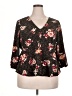 Torrid Floral Black 3/4 Sleeve Blouse Size 2X Plus (2) - photo 1