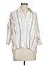 Kut from the Kloth 100% Viscose Stripes White 3/4 Sleeve Button-Down Shirt Size L - photo 1