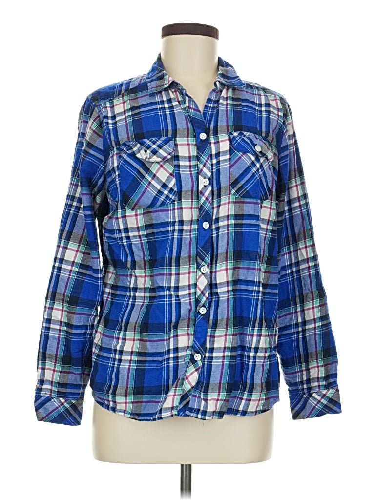 Pre-owned Croft & Barrow Long Sleeve Button Down Shirt In Blue