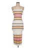 Unbranded 100% Polyester Stripes Ivory Casual Dress Size M - photo 1
