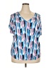 Bar III Blue Short Sleeve Blouse Size 2X - photo 1