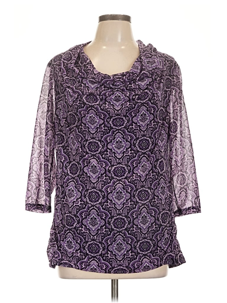 Pre-owned Dana Buchman 3/4 Sleeve Blouse In Purple