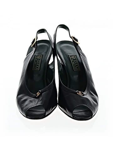 Gucci Vintage Leather Peep Toe Slingback Pumps (view 2)