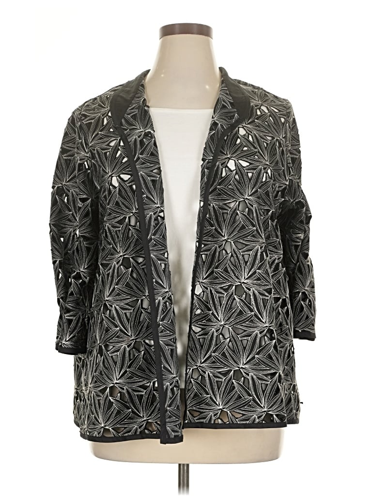 Pre-owned Caroline Rose Cardigan Sweater In Silver