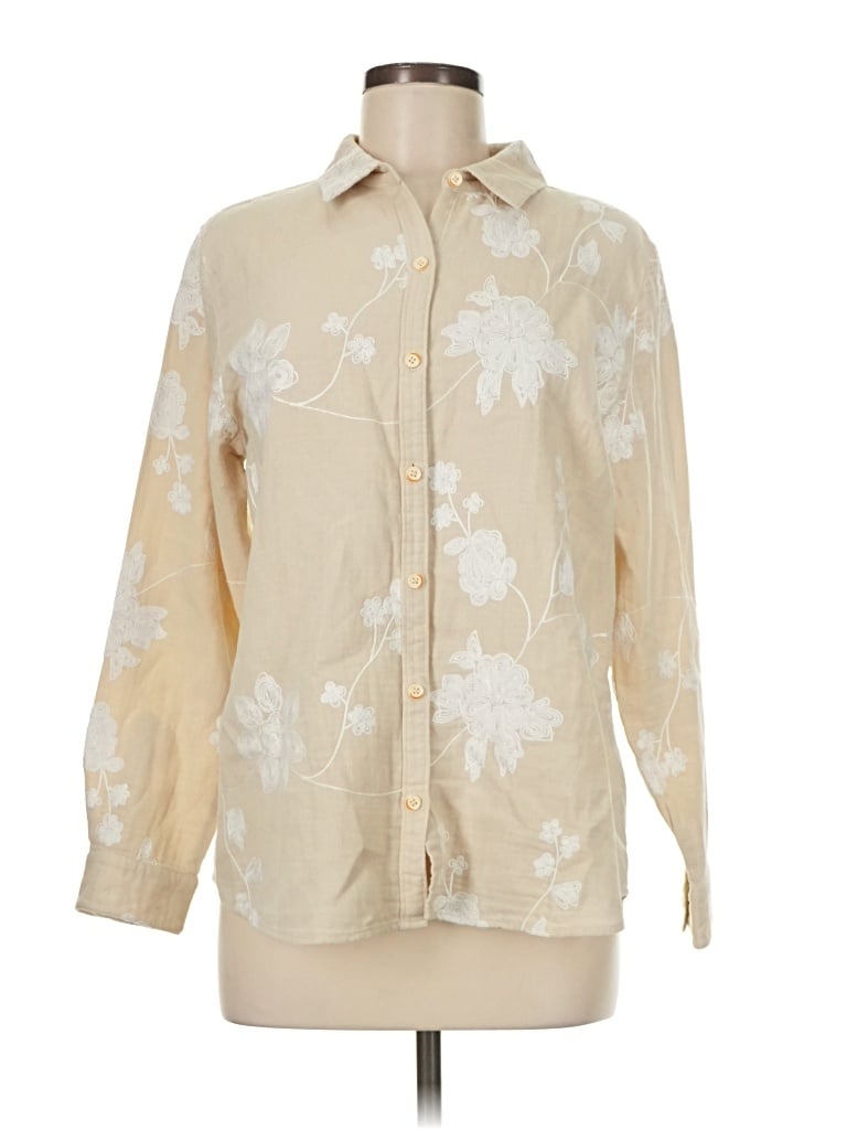 Pre-owned Soft Surroundings Long Sleeve Blouse In Ivory