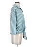 Eden & Olivia 100% Polyester Stripes Teal 3/4 Sleeve Blouse Size S - photo 4