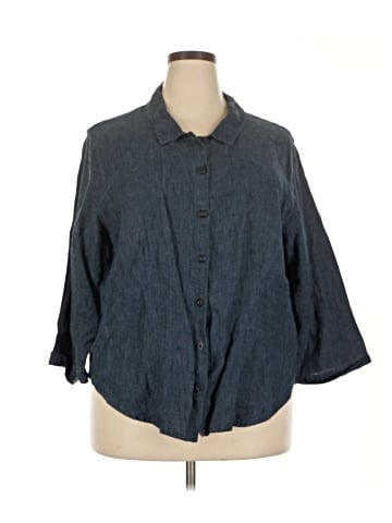 Flax 3/4 Sleeve Button-Down Shirt (view 1)