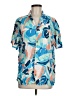 Old Navy 100% Viscose Tropical Blue Short Sleeve Blouse Size M - photo 1
