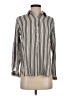 Max Studio 100% Rayon Stripes Silver Long Sleeve Button-Down Shirt Size S - photo 1