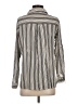 Max Studio 100% Rayon Stripes Silver Long Sleeve Button-Down Shirt Size S - photo 2