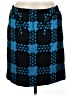 Per Se By Carlisle 100% Wool Argyle Blue Black Wool Skirt Size 8 - photo 1