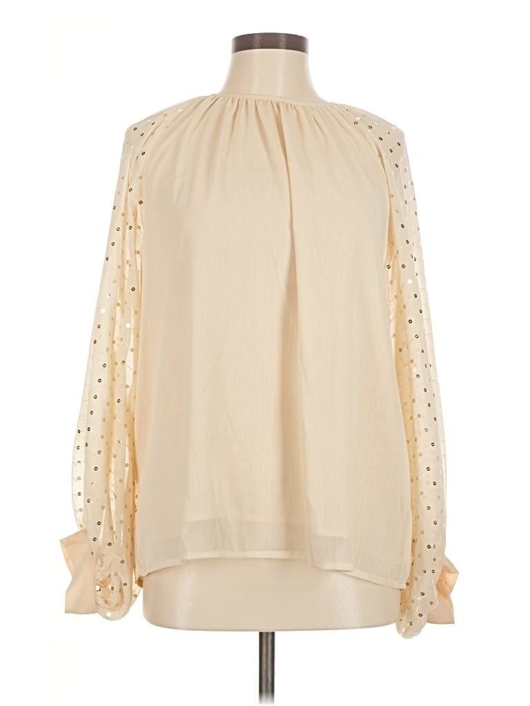 Pre-owned Vine & Love Long Sleeve Blouse In Ivory