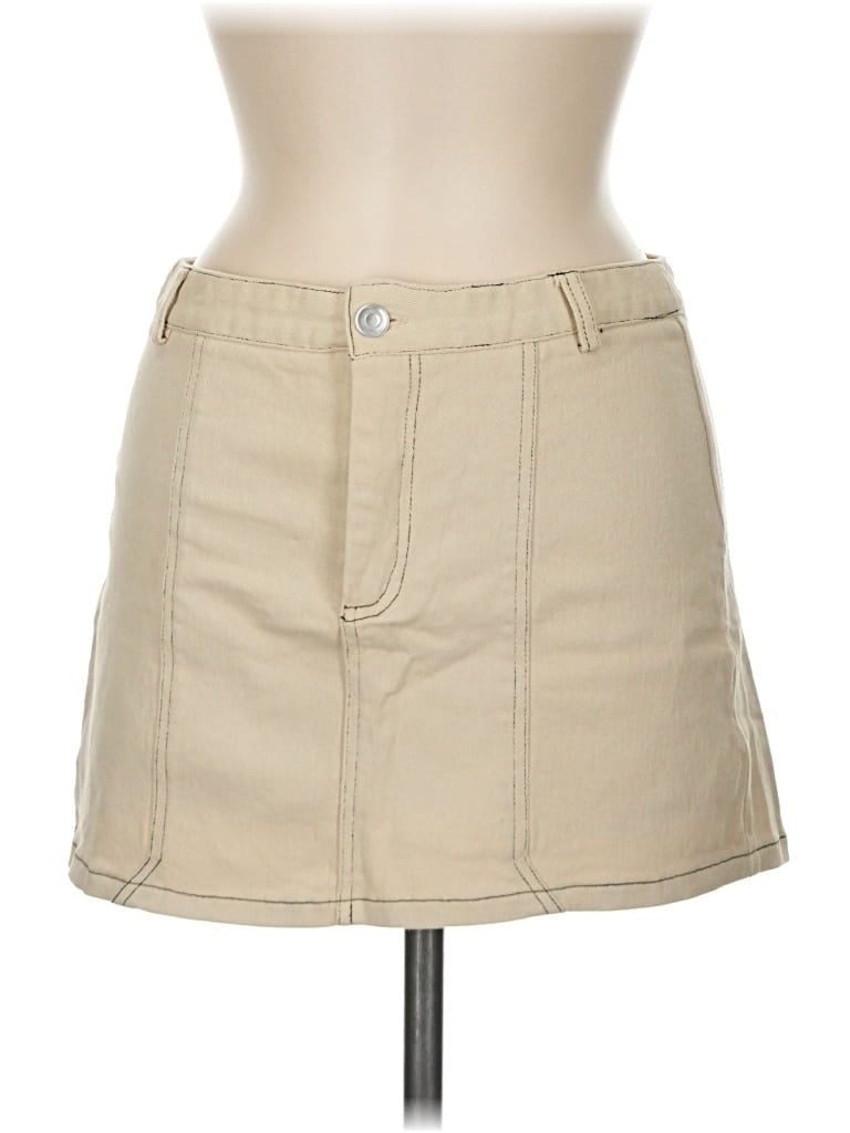 Pre-owned Edit By Nine Denim Skirt In Tan
