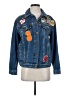 Topshop 100% Cotton Graphic Blue Denim Jacket Size 4 - photo 1
